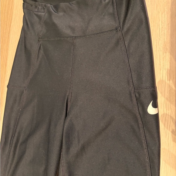 Nike Girls Black Dri-Fit Leggings with White Swoosh - L - Picture 5 of 7